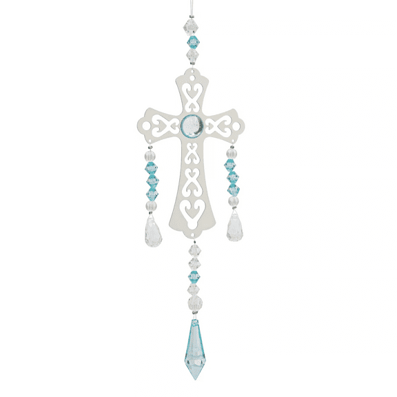 Sunflower Garden Birthstone Cross Suncatcher, March