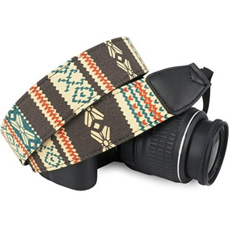 Wolven Pattern Canvas Camera Neck Shoulder Strap Belt for All DSLR/SLR/Men/Women etc, Light Yellow Stripe