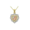 10K Tri-Color Gold Angel Heart Pendant Necklace with Chain