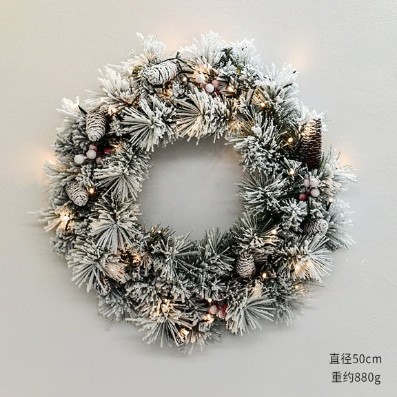 Opulent Flocked Christmas Wreath - Premium PE & Pine Cone Wreath for Grand Entrances & Showcases