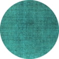 thumbnail image 1 of Ahgly Company Indoor Round Oriental Turquoise Blue Industrial Area Rugs, 4' Round, 1 of 4