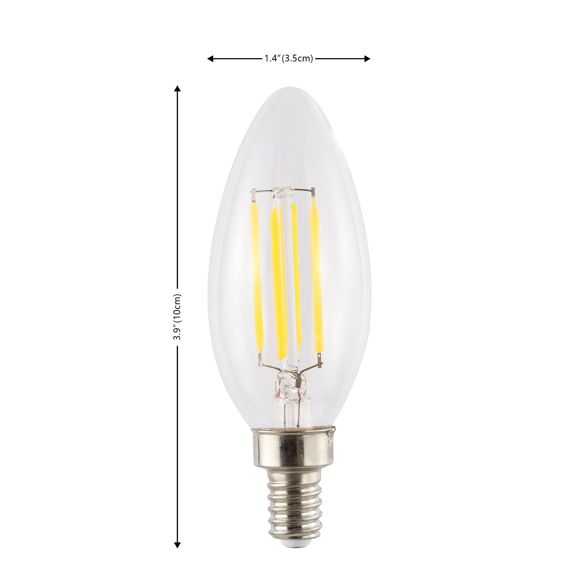 Vintage Non-Dimmable C35-4W LED Edison Bulbs with E12 Base, 80+ CRI, Warm White 2700K, 420 Lumens, Clear (Pack of 6)