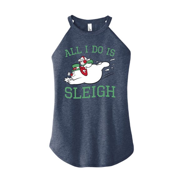 Frosty The Snowman - Christmas - All I Do Is Sleigh - Juniors High Neck Tank Top