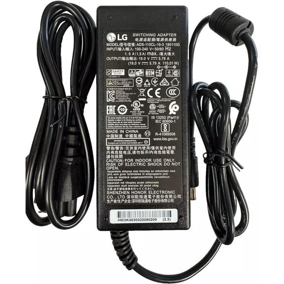 Genuine 19V 5.79A AC Adapter for LG 34UM88 34UM88C 34UB88 34UM89C P 32GK850G 32GK850F 27UK670 27BK67U 34UC88 34UC80 34UC89G B 34UC98 W 34CB88 Monitor ADS-110CL-19-3 190110G EAY63032203 Power Supply