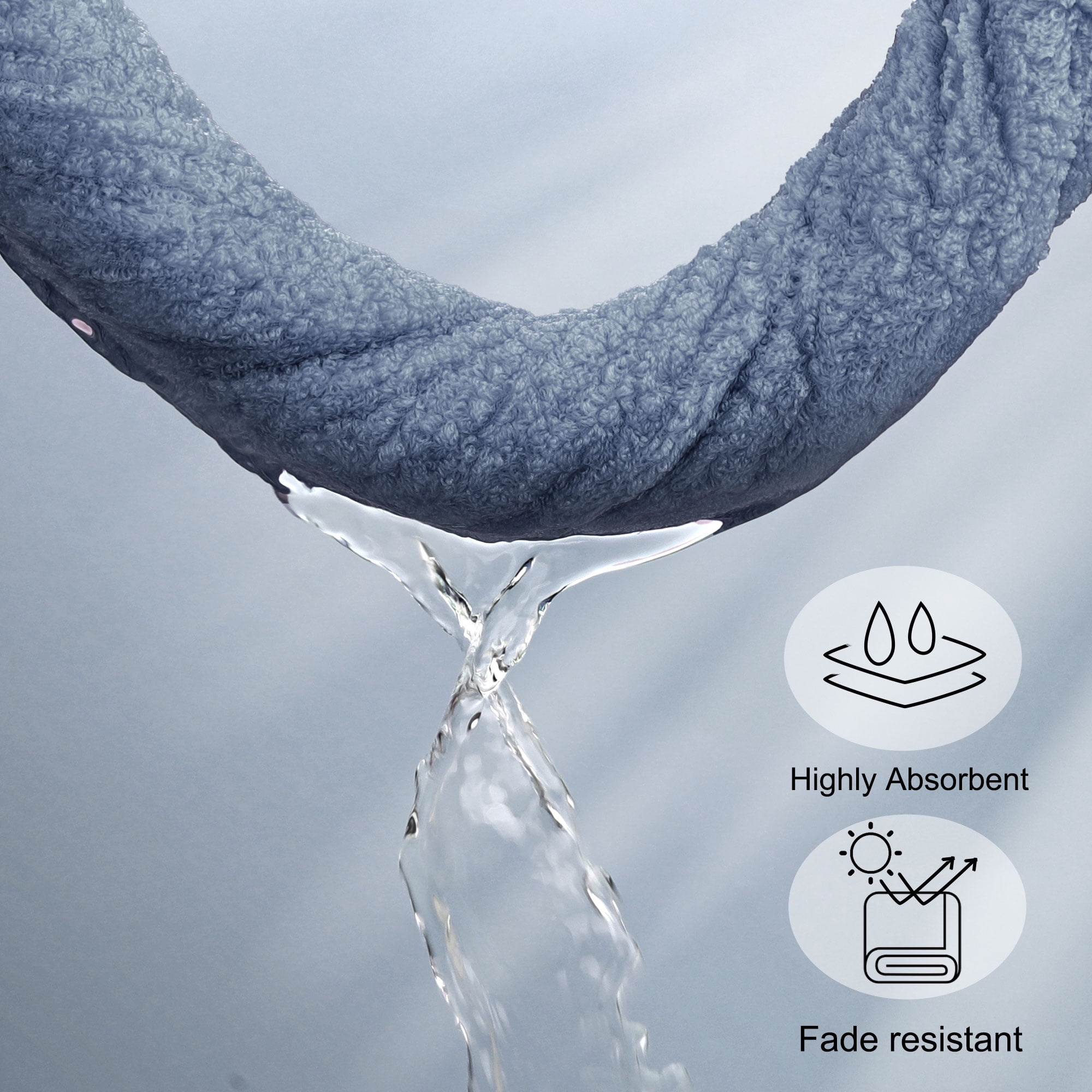 Unique Bargains 100% Combed Cotton 8 Piece Towel Set Soft 600 GSM Luxury Absorbent Steel Blue