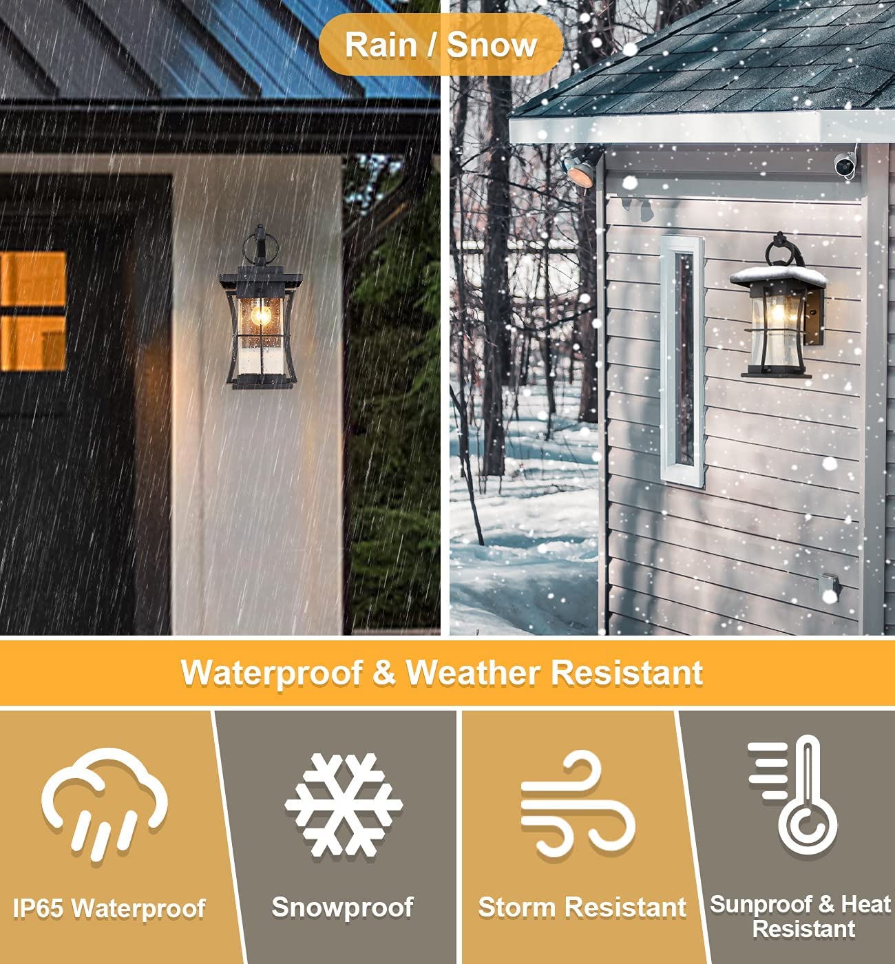 Dusk to Dawn Wall Lantern Exterior Light Fixtures Wall Mount Porch Light  with Photocell Sensor Waterproof Outside Wall Lights for House Patio Garage  Black with Seeded Glass