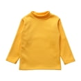 thumbnail image 3 of Ulanda Toddler Girls Mock Turtleneck Shirts Long Sleeve Thermal T-Shirt Cotton Girl Soft Basic Pullover Tops (Yellow, 7-8 Years), 3 of 5