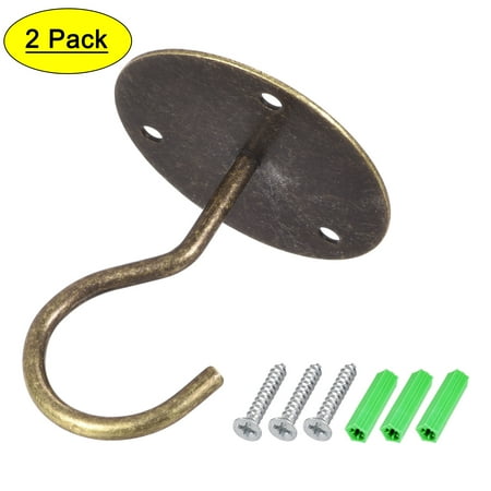 

Uxcell Ceiling Hooks Wall Mounted 65mm Round Plate Iron Bronze 2Pack