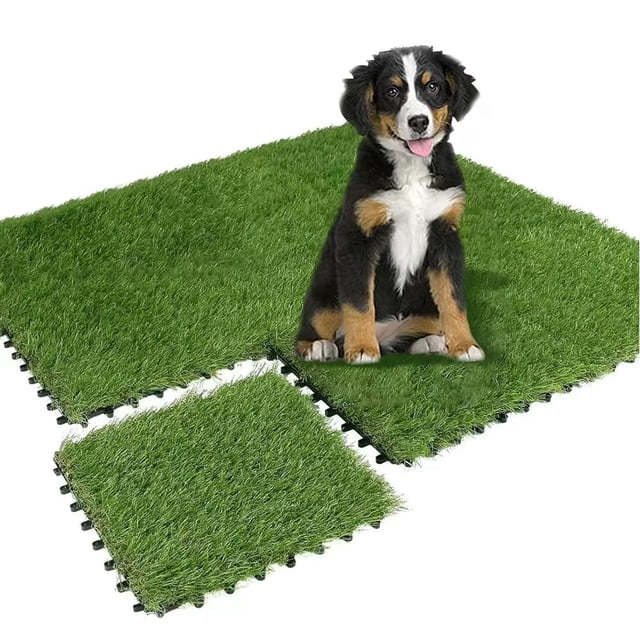 Qingbei Rina Artificial Grass Turf Tiles Interlocking for Patio Balcony,12"x12" Artificial Turf Grass Outdoor Rug for Dogs Potty Pet Square