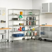 Seville Classics 6-Tier NSF Corner Shelving /w Wheels and 6 Bonus Shelf Liners, 28 D x 28 W x 72 H