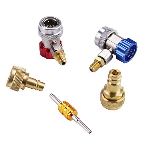 AC R1234 Quick Couplers Connectors Kit Lichamp Car A/C R1234YF Adapter with Self Sealing Can Tap 