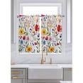 thumbnail image 2 of Kitchen Curtains 45 Inches length, Floral Window Treatment Curtain Drapes, Red Yellow Pink Blue Flower Purple Lavender Leaf Lightweight Window Panels for Living Room Bedroom, 52"x45", 2 Panels, 2 of 7