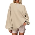 thumbnail image 1 of Chemises pour Femmes Col Rond Imprimé Manches Longues Colorblock Chandail Décontracté Ample, 1 of 5