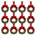 thumbnail image 2 of 12 Pcs Christmas Kitchen Cabinet Wreaths with Ribbon, 5 x 21.7 Inch Mini Christmas Wreath Small Kitchen Wreath Green Wreath for Window Door, 2 of 7