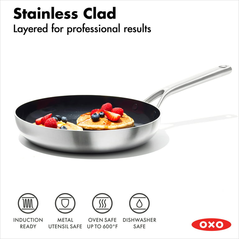 OXO Good Grips Pro Tri Ply Stainless Steel Dishwasher Safe Nonstick Frying  Pan Skillet, 12 Inch 
