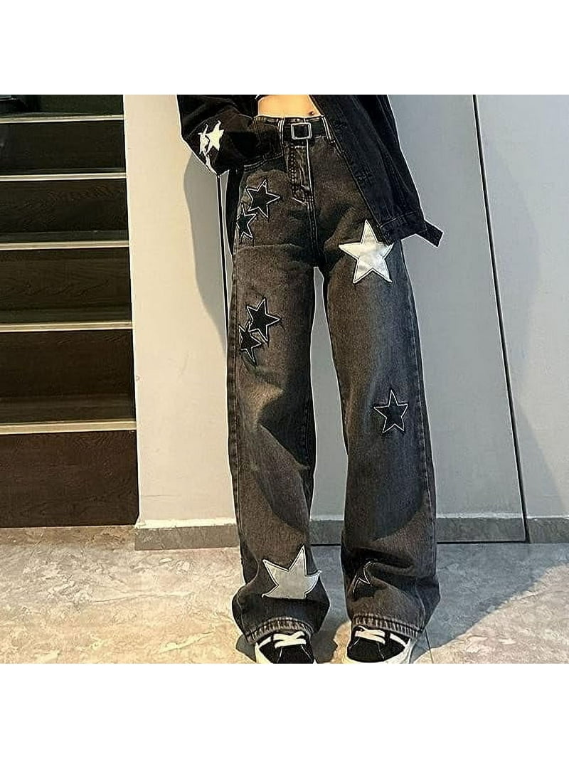 パンツ archive Lolita jeans black denim y2k Baggy Jeans for Woman Fashion Y2k High Street Boyfriend