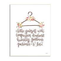 Stupell Industries Clothe Yourself Motivational Fashion Quote Floral Calligraphy Graphic Art Unframed Art Print Wall Art, Design by Imperfect Dust