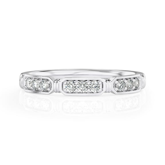 DIAMOND CLUB 1/4 Carat Lab Grown Diamond Round Ring 14K White Gold (VS1, F Color), Bar Band Style Ring