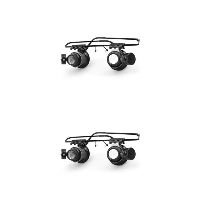 sweethay Gafas de lupa LED para en la cabeza Tipo 20X Gafas de reparación de relojes de joyería ajustables iluminadas 15.1*4.9*4.5 cm 2piezas