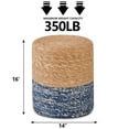 thumbnail image 5 of IVV Handwoven Seagrass Ottoman Pouf, Round Boho Footstool Accent Chair for Living Room, Bedroom, Balcony - 14"Dia x 16"H, Natural & Blue, 5 of 6