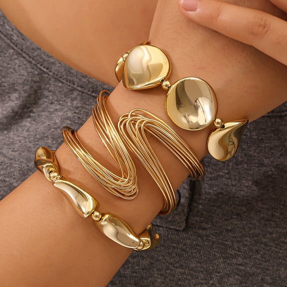 Three-piece bracelet set, multi-layered wrap bracelets, multiple wearing options, women's style.
