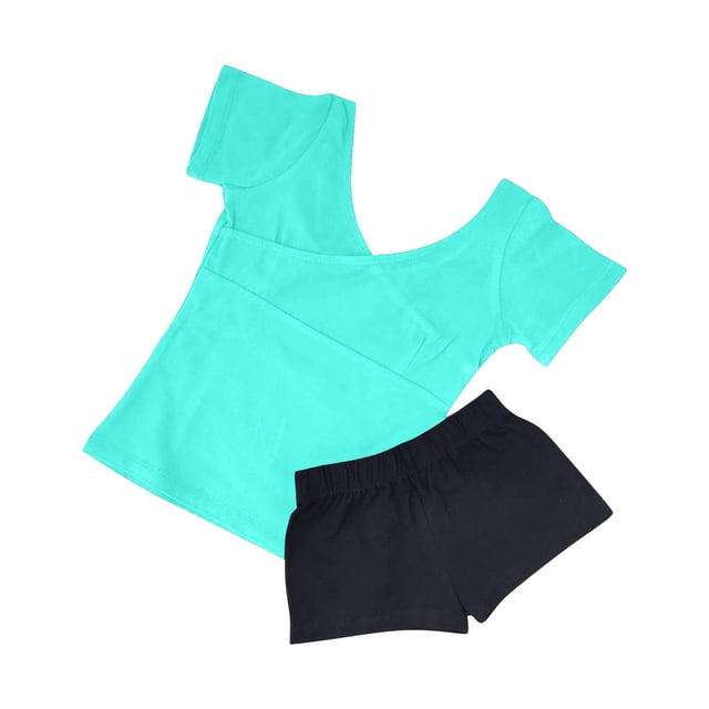Odeerbi 2-15 Años Niñas Conjuntos de Verano Camisetas de Manga Corta de Algodón Pantalones Cortos Conjunto de Dos Piezas