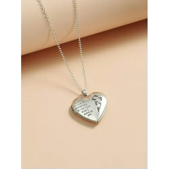 EOEMY 925 Silver Heart Love Locket Photo Pendant Memory Floating Necklace Women Gift-#1