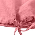 thumbnail image 4 of Helii Women's Cotton Linen Blouse – 3/4 Lantern Sleeve Round Neck Top, Plus Size Loose Fit Tunic with Drawstring Hem, Breathable Summer Shirt for Casual Vacation Pink,XL, 4 of 9