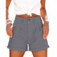 thumbnail image 1 of Pantalones cortos de verano para mujer, cintura alta, dobladillo enrollado, cierre de hebillas, pantalones cortos casuales con bolsillos laterales, gris claro M, 1 of 2