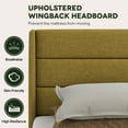 thumbnail image 4 of Einfach King Size Lift up Platform Storage Bed Frame with Fabric Upholstered Wingback Panel Headboard, Olive Yellow, 4 of 10