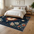 thumbnail image 3 of ODIKA 6'x9' Washable Area Rug Witchy Mystical Moth Boho Floral Medallion With Moon Corners for Queen Size Bedroom, Under Bed, Master Suite, Easy Care, Non-Shedding, 3 of 7