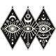 thumbnail image 1 of 3 piezas de decoración de pared de estilo bohemio con forma de ojo de Egipto y luna, arte rústico de brujería, de madera con gancho, letrero colgante de tarot, frontones, decoración de Halloween para, 1 of 8