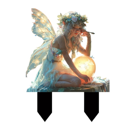 Garden Fairy Light Catcher Outdoor Acrylic Solar Stake For Yard Patio Ornament Card Slot Home Decor