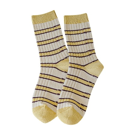 

Gubotare Women Socks Womens Socks Ruffle Turn-Cuff Casual Ankle Socks Warm Knit Cotton Lettuce Crew Frilly Yellow One Size