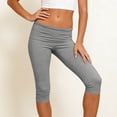 thumbnail image 6 of BiZtdJrK Fold Over Leggings Womens Cotton Capri Legging Low Waisted Slim Fit Y2k Streetwear Cropped Pants Summer Capris Dark Gray M, 6 of 7