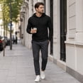 thumbnail image 3 of AZoiNM Men's Urban Fashion Hoodie, Casual Button-Down Sweatshirt, Lightweight Long Sleeve Hooded Pullover for All Seasons, 3 of 10