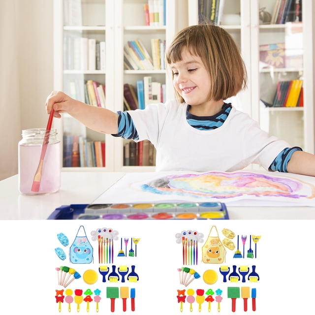 Fiudx Liquidación De Ofertas Flash Juego De Esponjas Para Pintura Artística Para Niños, Suministros De Arte Para Pintura De 32 Piezas