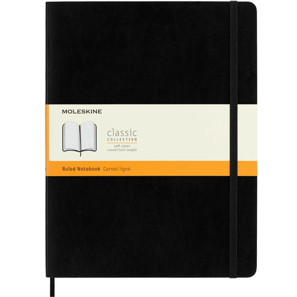 Cuaderno Moleskine Classic, tapa blanda, XL, rayado, negro, 192 páginas