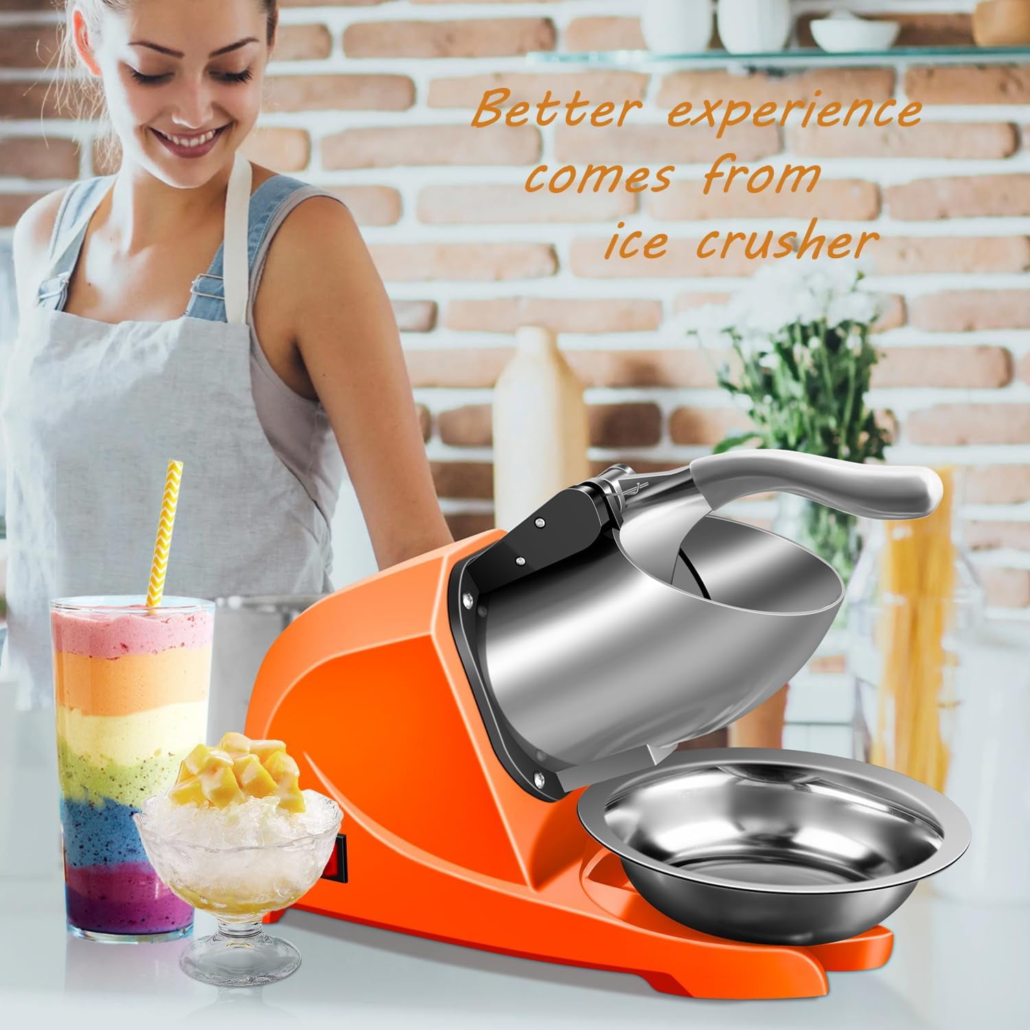 VIVOHOME Electric Ice Crusher Shaver Snow Cone Maker Machine 265Lbs/Hr For Home And Commercial Use Blue Vhmx1102