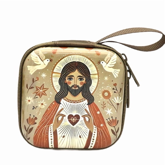 lanema Rosary Jewelry Box Religious Trinket Storage Holders Case Religious Trinket Box Coin Purse Rosary Prayer Bag Zippers
