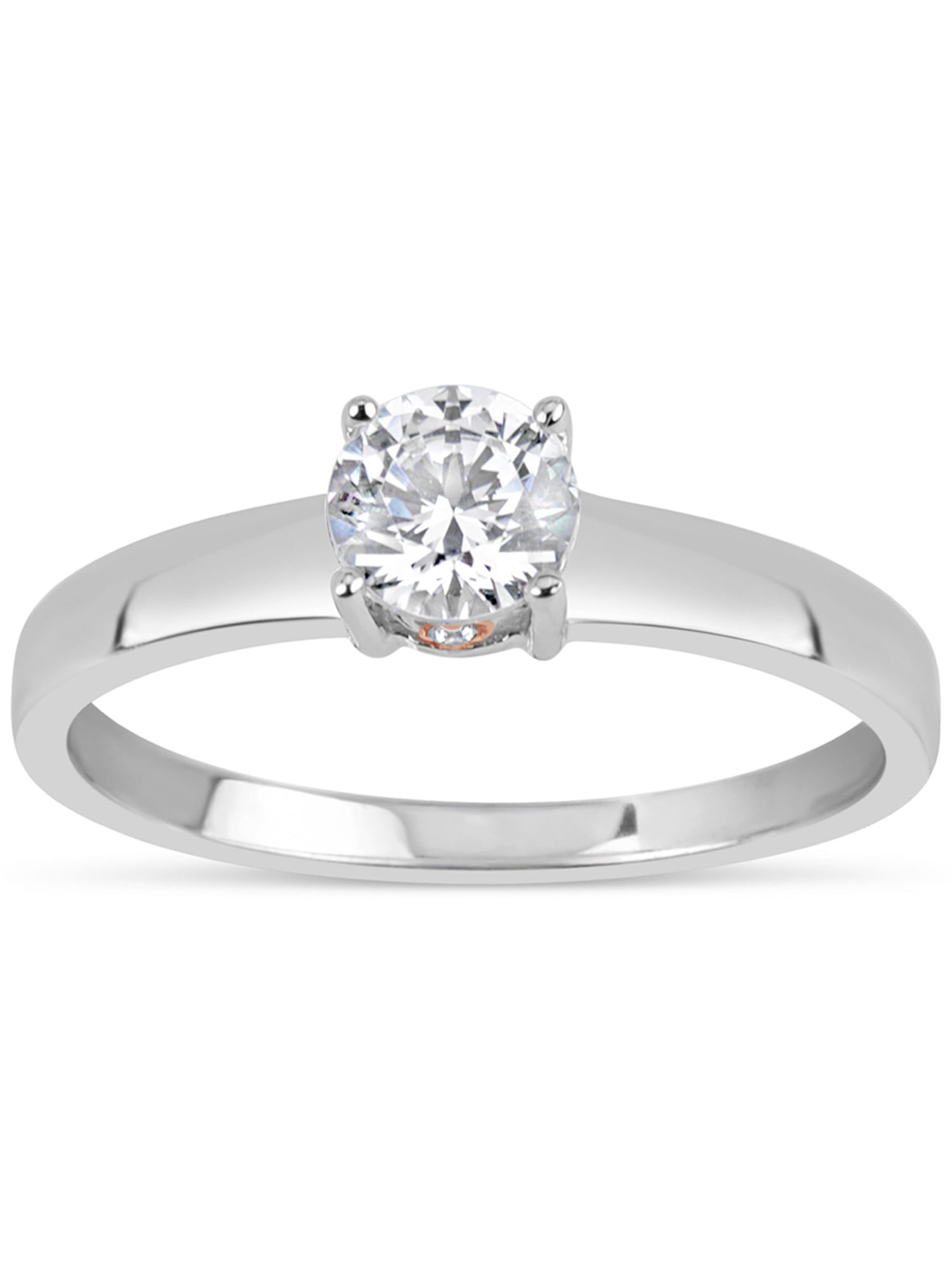 Forever New 5mm White Round Swarovski CZ Sterling Silver TwoTone