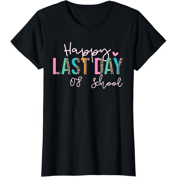 Leopard Happy Last Day of School Teacher Student Graduation T-Shirt