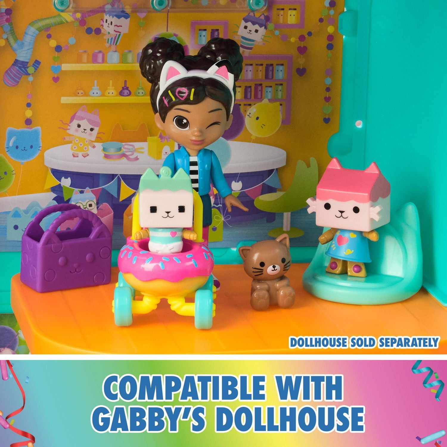 Gabby’s Dollhouse, Kitty Care Figure Set with Gabby, Baby Box, Baby Benny Box, Surprise Toys & Dollhouse Accessories, Kids Toys for Girls & Boys 3+