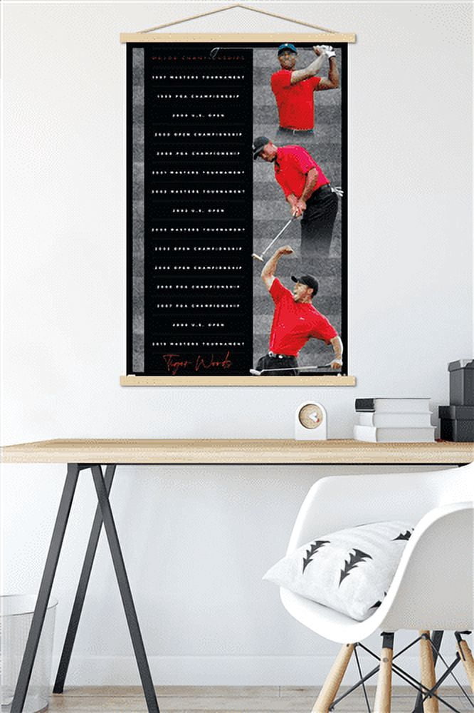 Tiger Woods - Majors Wall Poster with Magnetic Frame, 22.375" x 34"