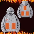 thumbnail image 3 of ZCFZJW Heated Hoodie for Men Trendy Printed Fall Winter Long Sleeve Thick Warm Hooded Sweatshirts Heated Jackets USB Electric Pullover Outdoor 5 Heating Zones with Pockets C-Gray XXXL, 3 of 10