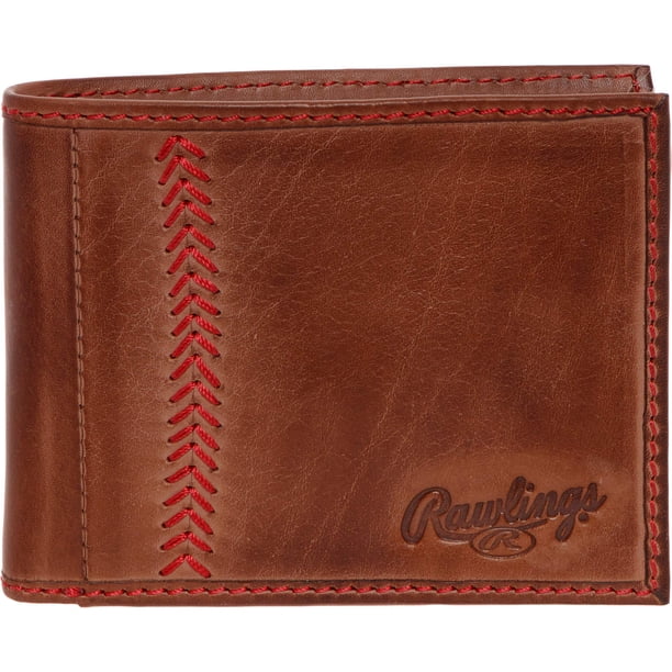 Wallet Rawlings bordado en piel curtida con puntadas de béisbol