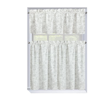 Regal Home Collections Amelia Floral Kitchen Curtain Tier & Valance Set ...