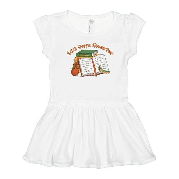Inktastic 100 Days Smarter Bookworm 100th Day of School Girls Toddler Dress