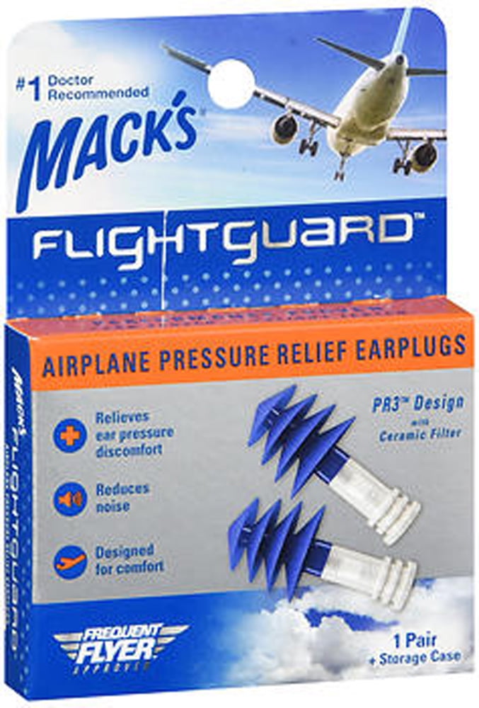Storage Case  Reusable Mack's Flightguard Airplane Pressure Relief Ear Plugs 