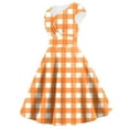 thumbnail image 3 of Uaswgudfs Women's Checkered Crossover Short Sleeve Summer Dress - 2023 A-Line Lightweight Design for Casual Chic & Warm-Weather Comfort Orange XL, 3 of 3